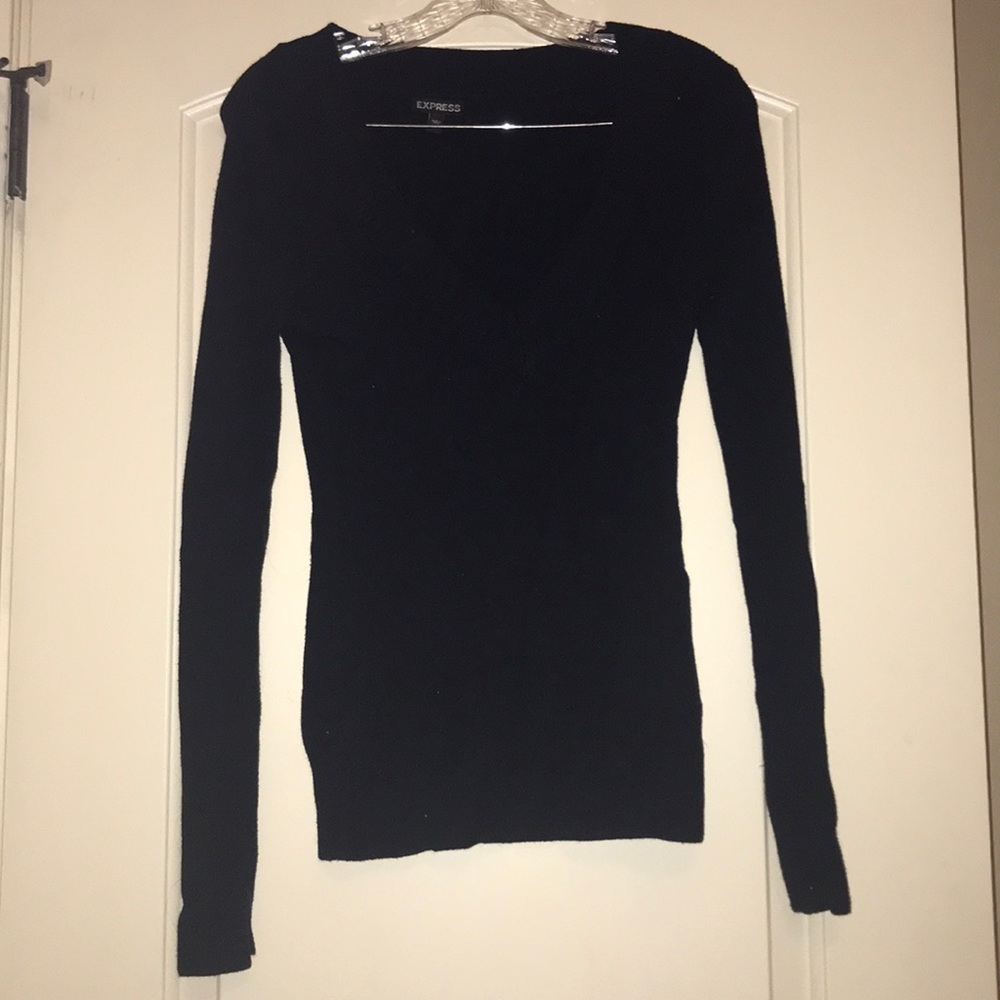 Black long sleeve v neck sweater express